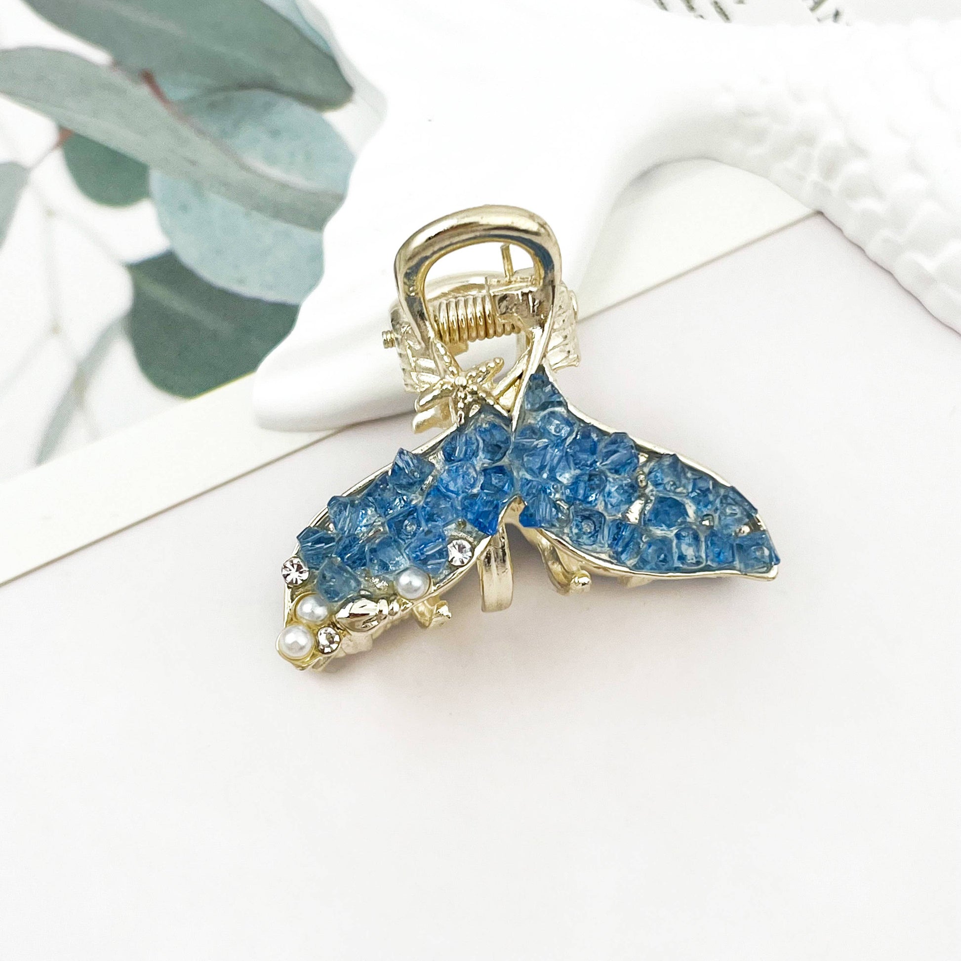 Mermaid Tail Rhinestone Hair Claw, Elegant Metal Hair Clip-1