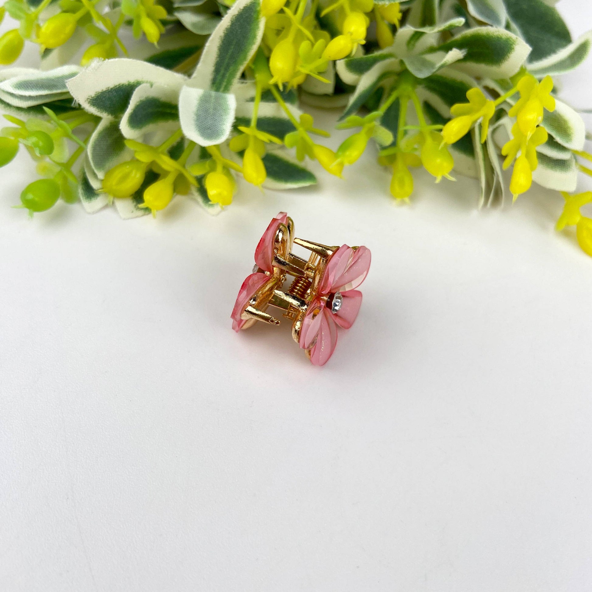 Metal flower small hair clips pearl rhinestone clip-11
