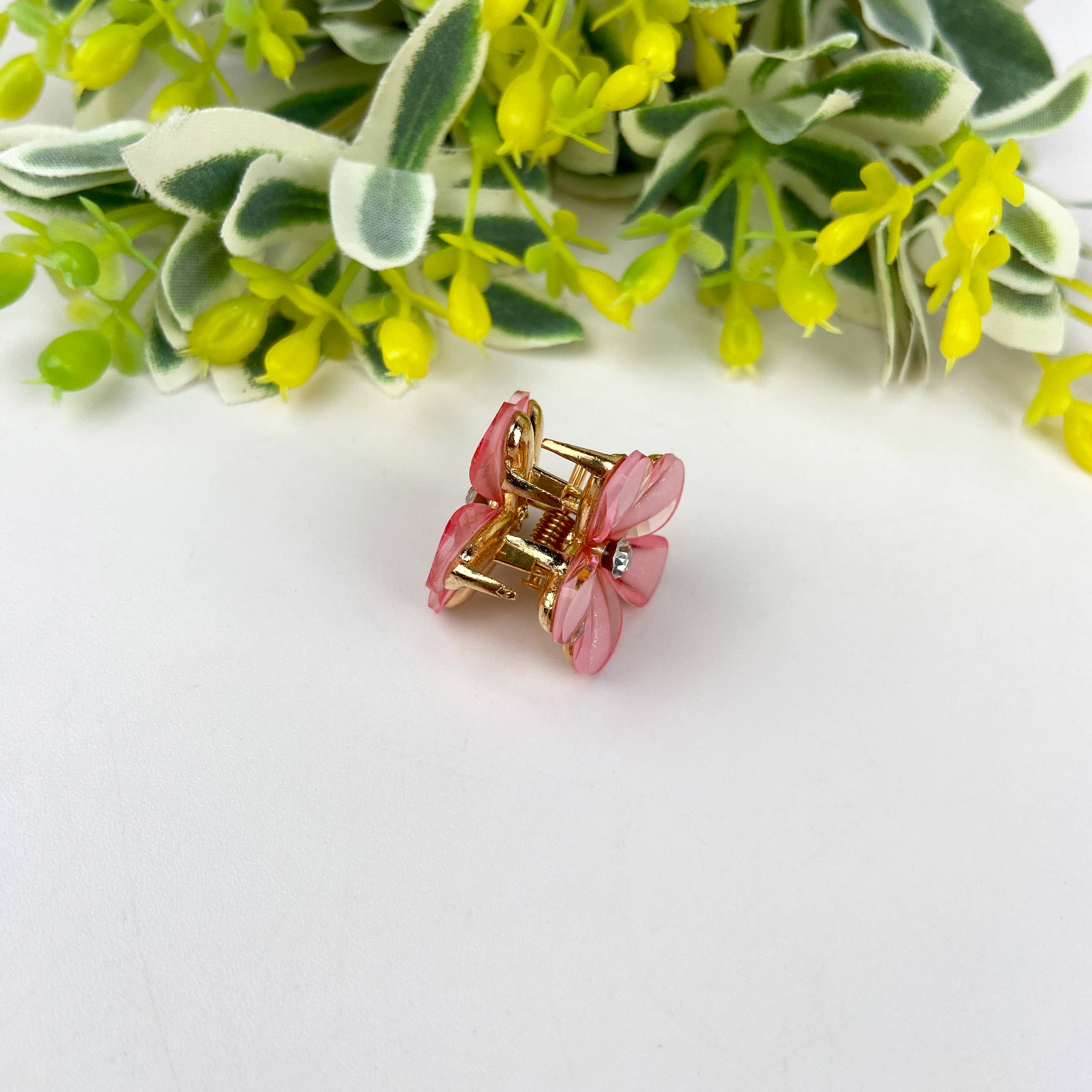 Metal flower small hair clips pearl rhinestone clip-zoom-11