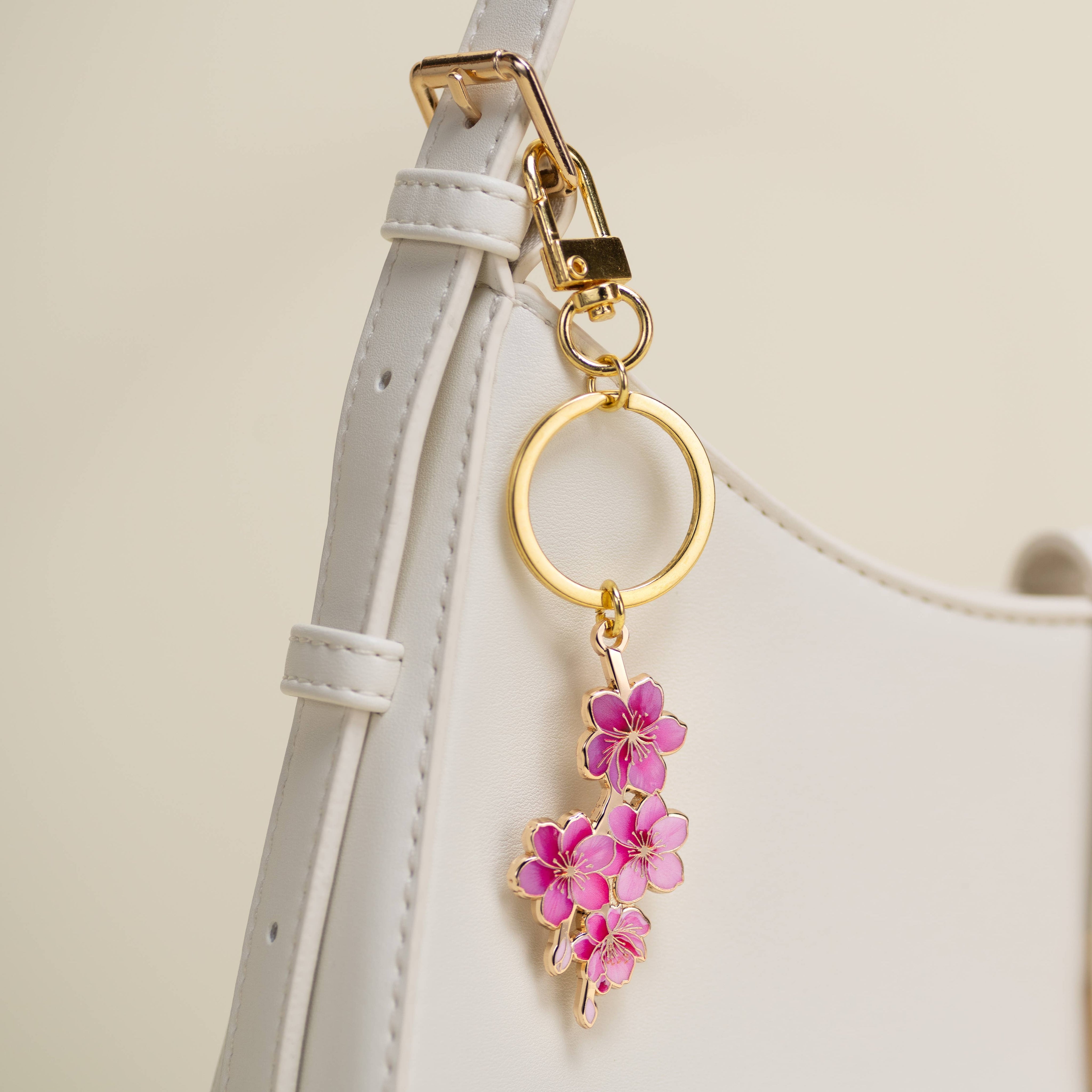 Japanese Cherry Blossom Keychain & Bag Charm,-zoom-2