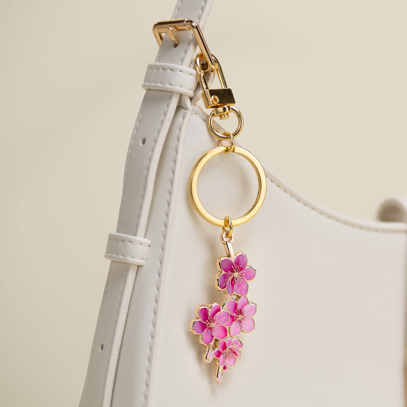 Japanese Cherry Blossom Keychain & Bag Charm,-zoom-