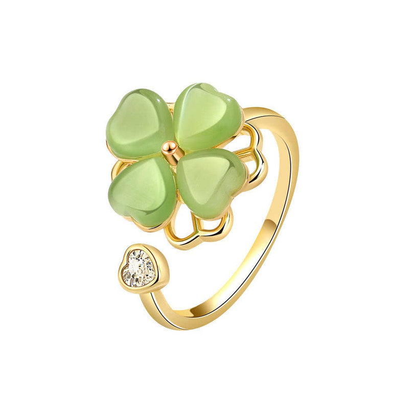 Four Leaf Clover Anxiety Fidget Spinner Ring in Solid Copper-zoom-