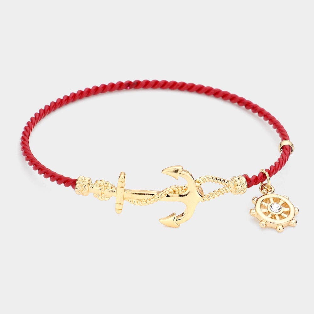 NAUTICAL ANCHOR HELM CHARM HOOK BRACELET-11