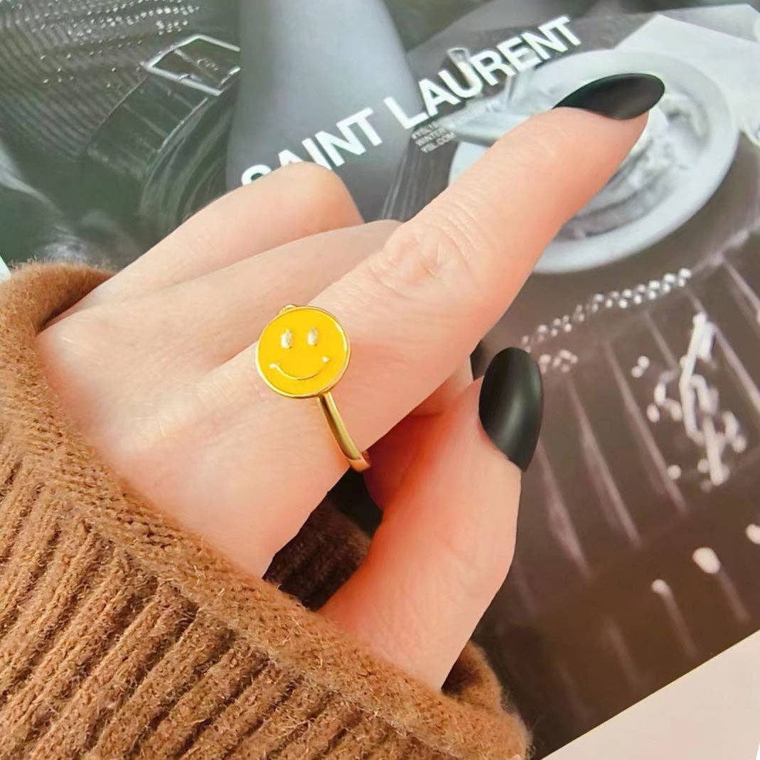 Smiley Anxiety Fidget Spinner Ring in 925 Sterling Silver-zoom-2