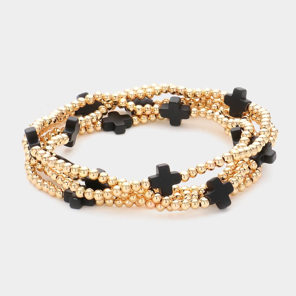 5PCS - Cross Pointed Metal Ball Beaded Multi Bracelets-zoom-18