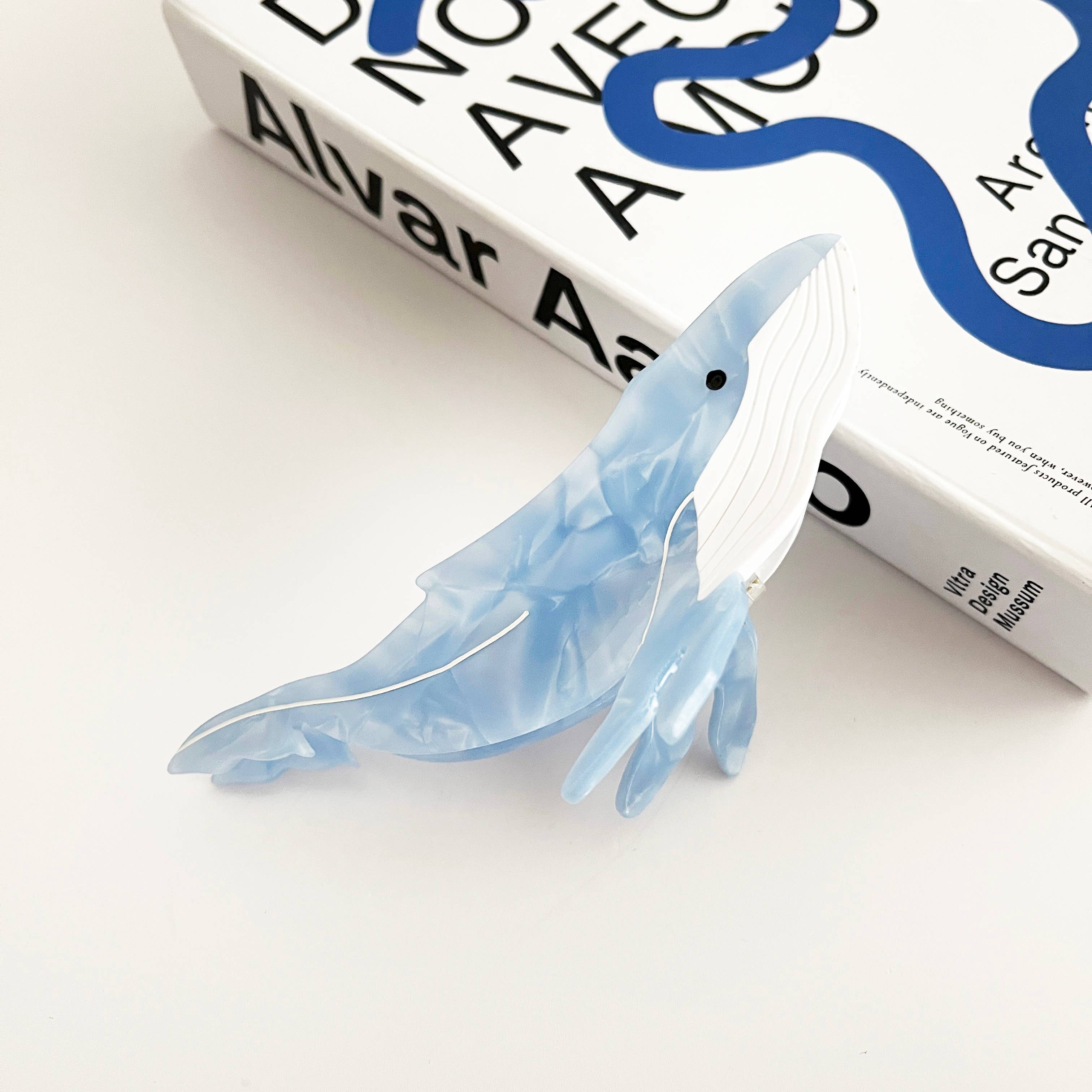 Light Blue Whale Claw Clip,Animal Hair Clip-zoom-4