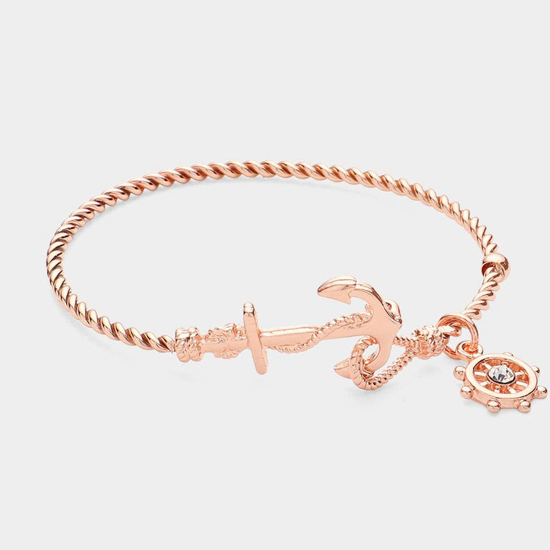 NAUTICAL ANCHOR HELM CHARM HOOK BRACELET-zoom-