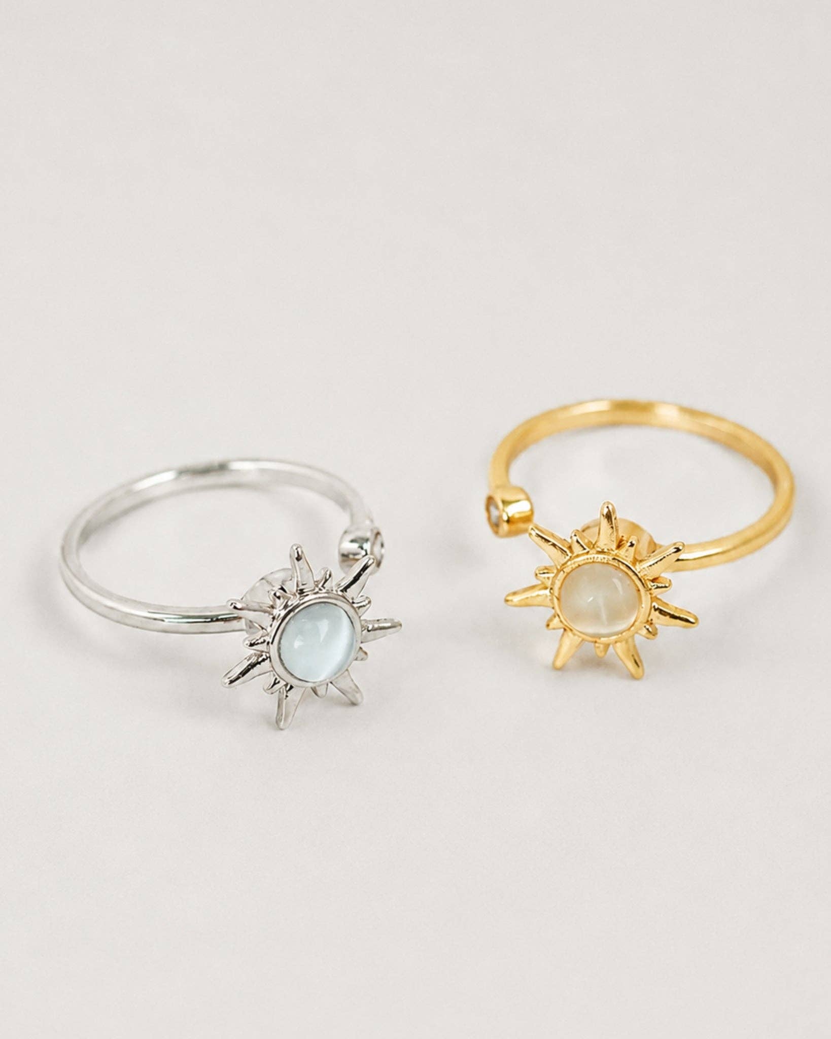 Anti Anxiety Fidget Sunburst Glass CZ Stone Adjustable Ring-zoom-4