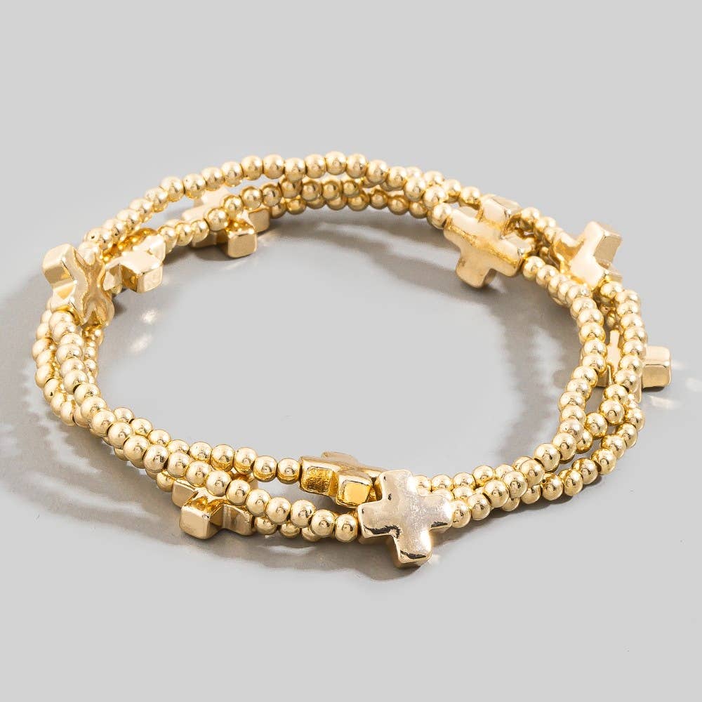 Mini Cross Charms And Metallic Beads Bracelet-zoom-5