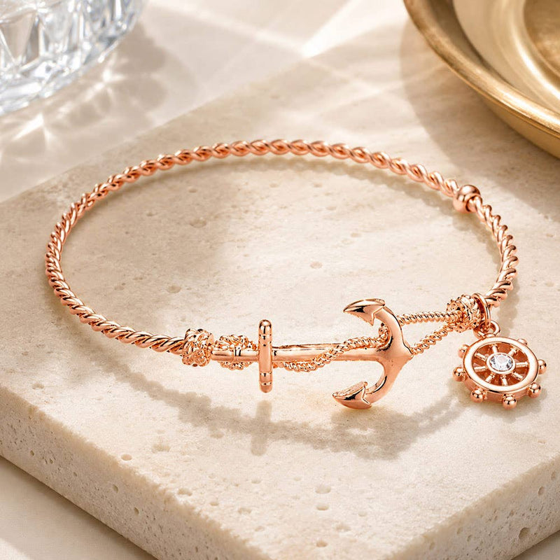 NAUTICAL ANCHOR HELM CHARM HOOK BRACELET-zoom-