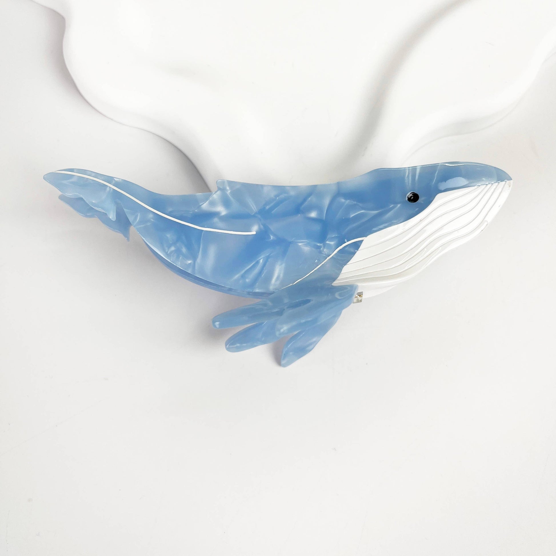 Light Blue Whale Claw Clip,Animal Hair Clip-3