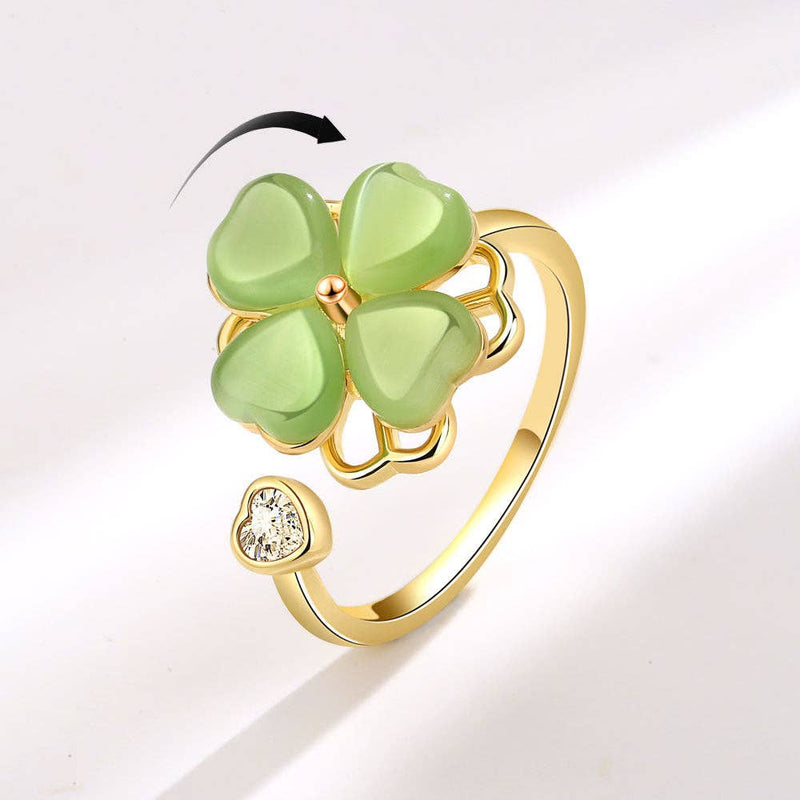 Four Leaf Clover Anxiety Fidget Spinner Ring in Solid Copper-zoom-