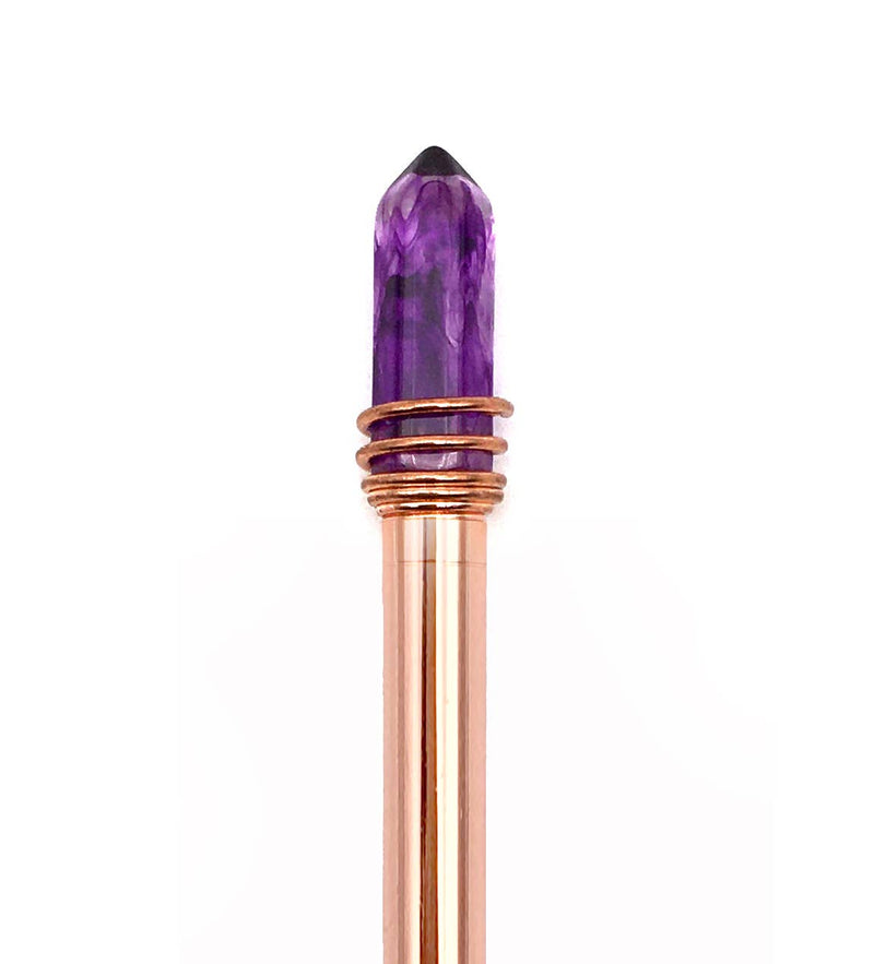 Amethyst Crystal Pen – Rose Gold-zoom-