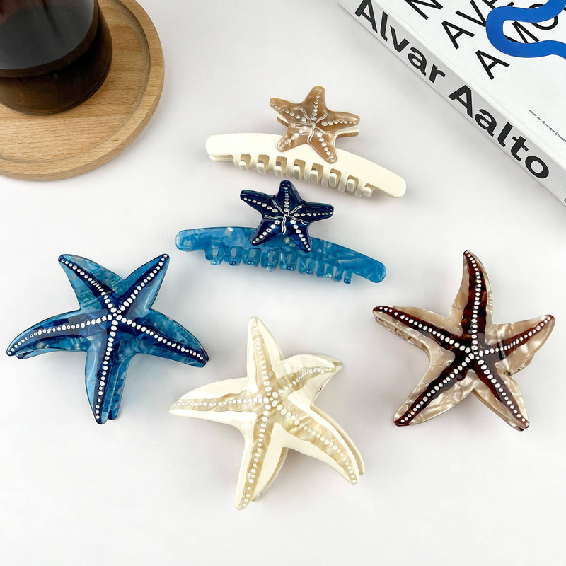 Starfish Hair Clip, Acetate Claw Clip-zoom-
