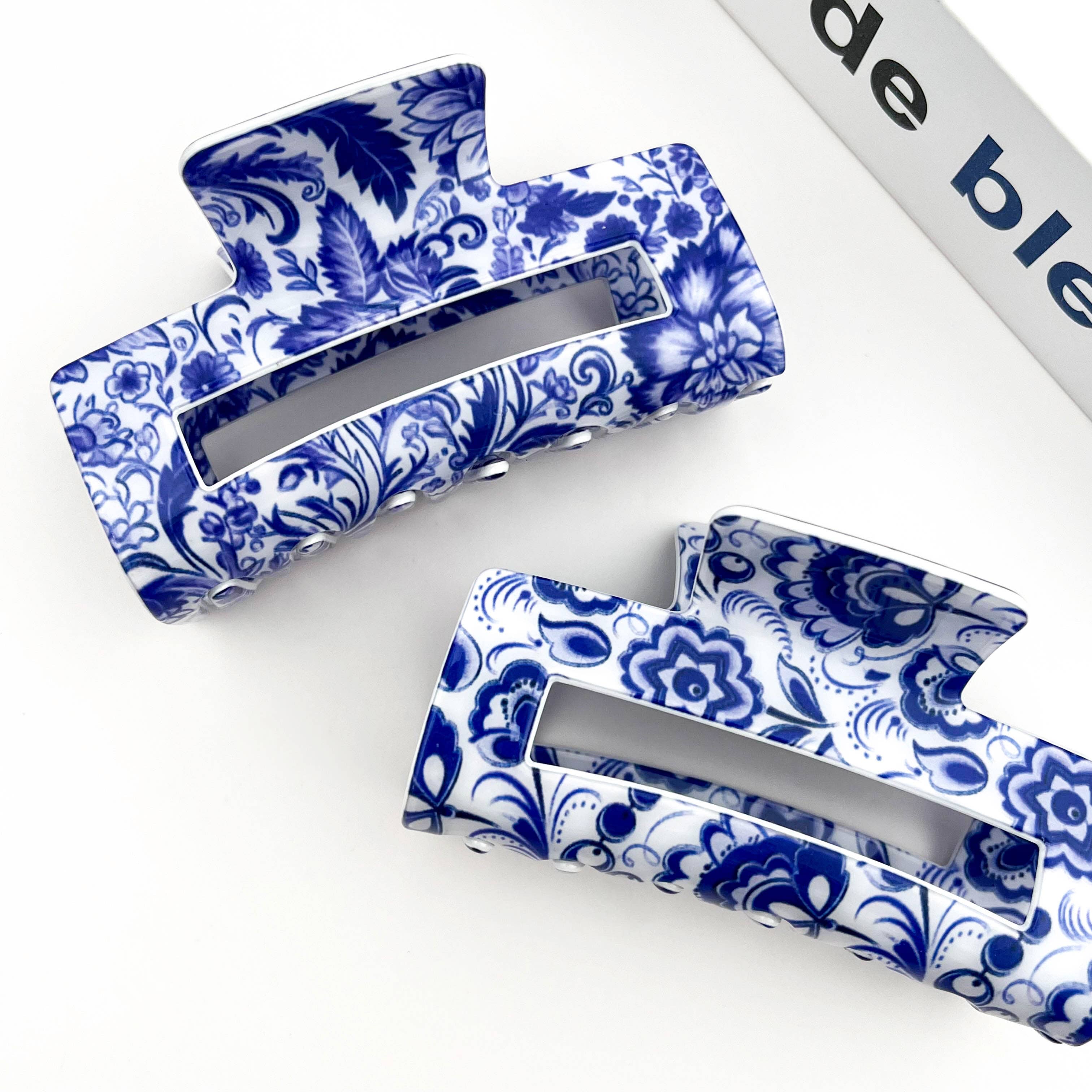 Blue and White Porcelain Pattern Hair Claw Clip-zoom-1