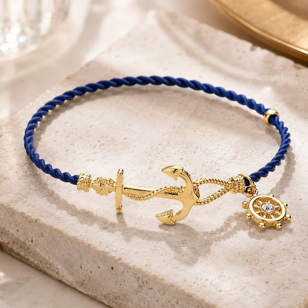 NAUTICAL ANCHOR HELM CHARM HOOK BRACELET-1