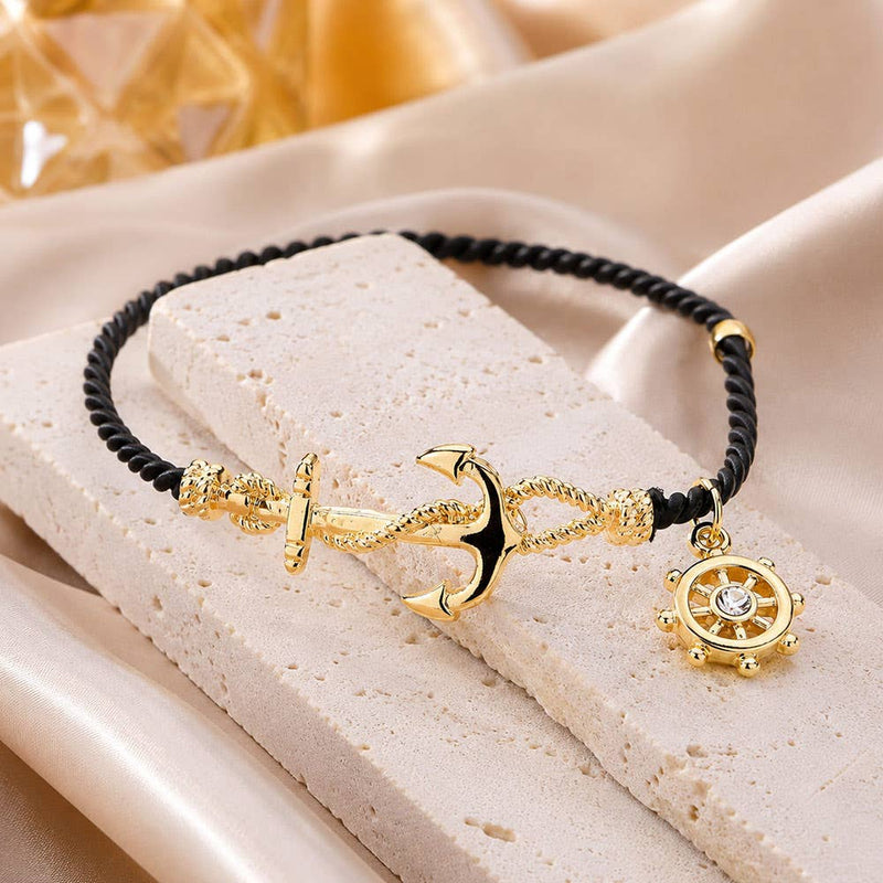 NAUTICAL ANCHOR HELM CHARM HOOK BRACELET-zoom-