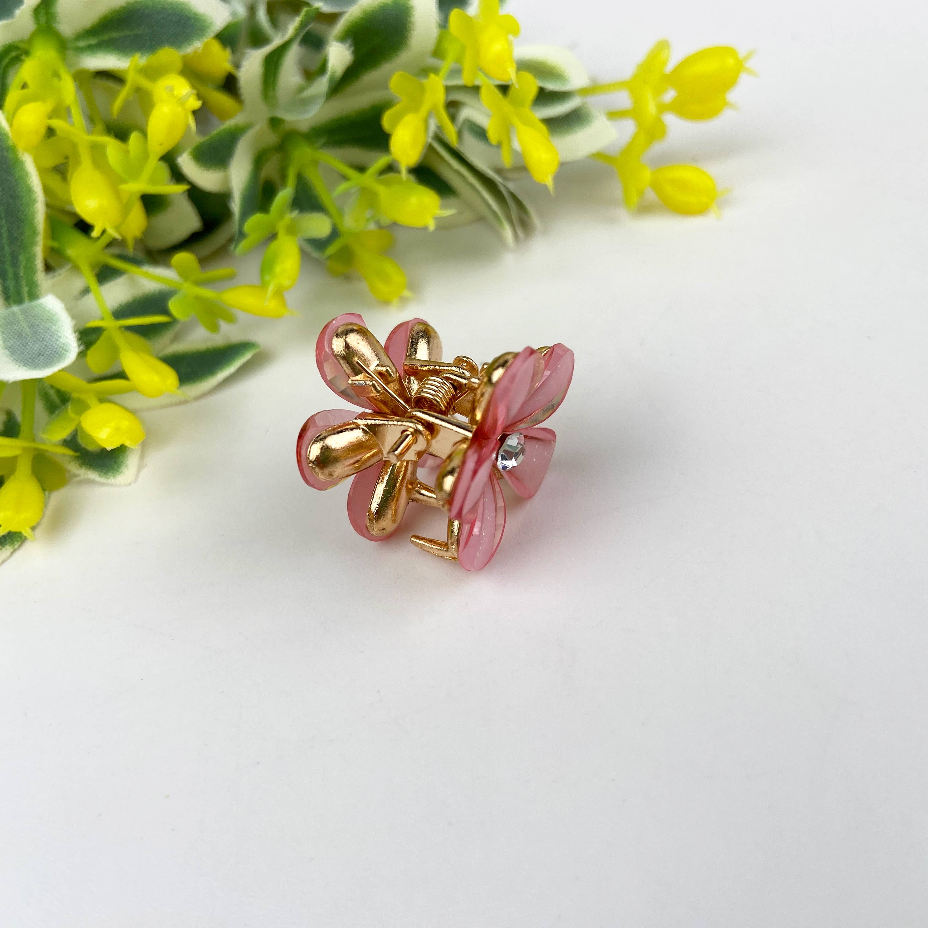 Metal flower small hair clips pearl rhinestone clip-zoom-10