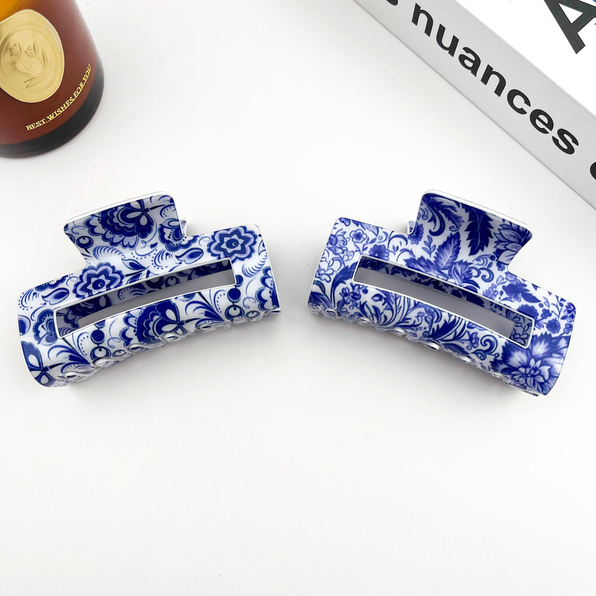 Blue and White Porcelain Pattern Hair Claw Clip-6