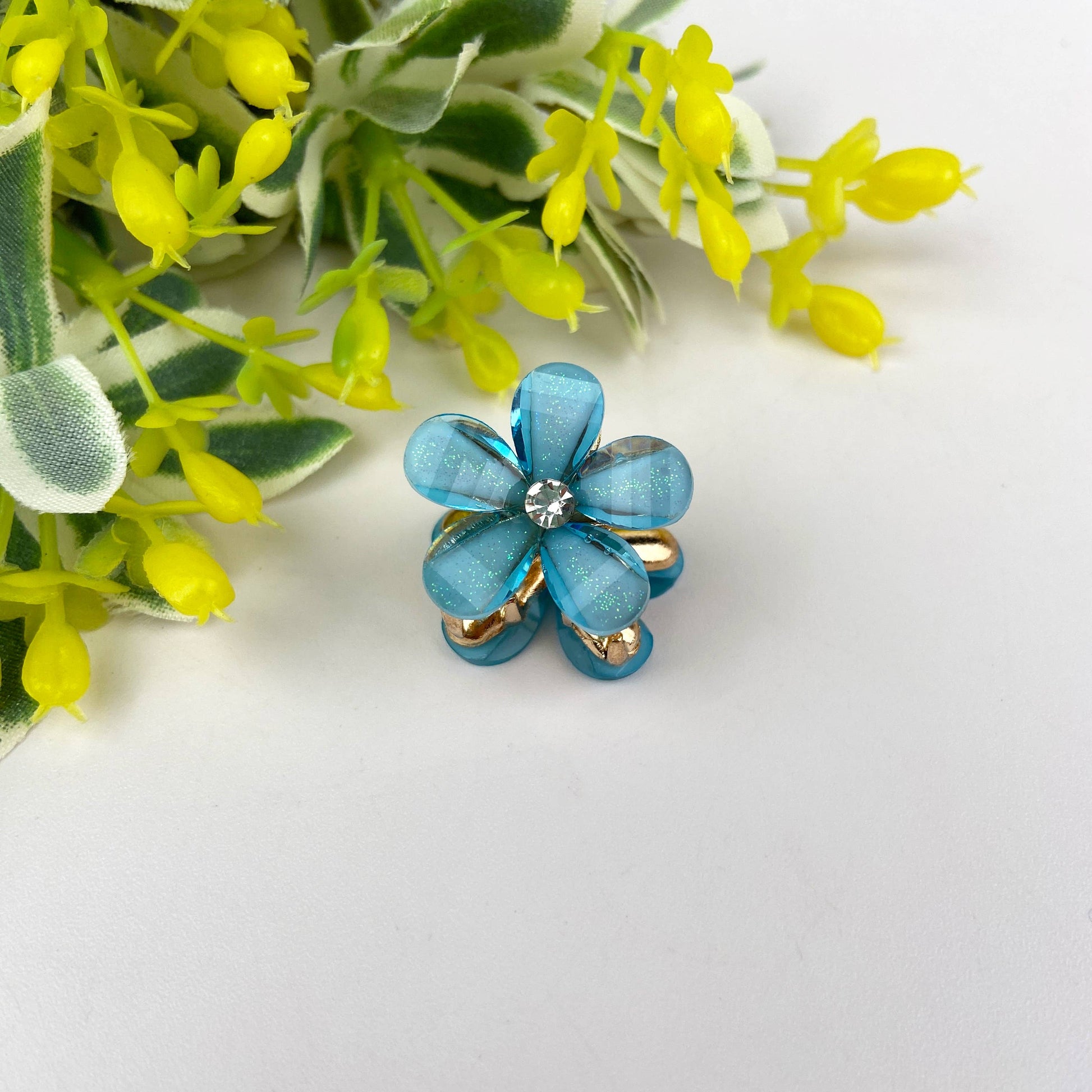 Metal flower small hair clips pearl rhinestone clip-5
