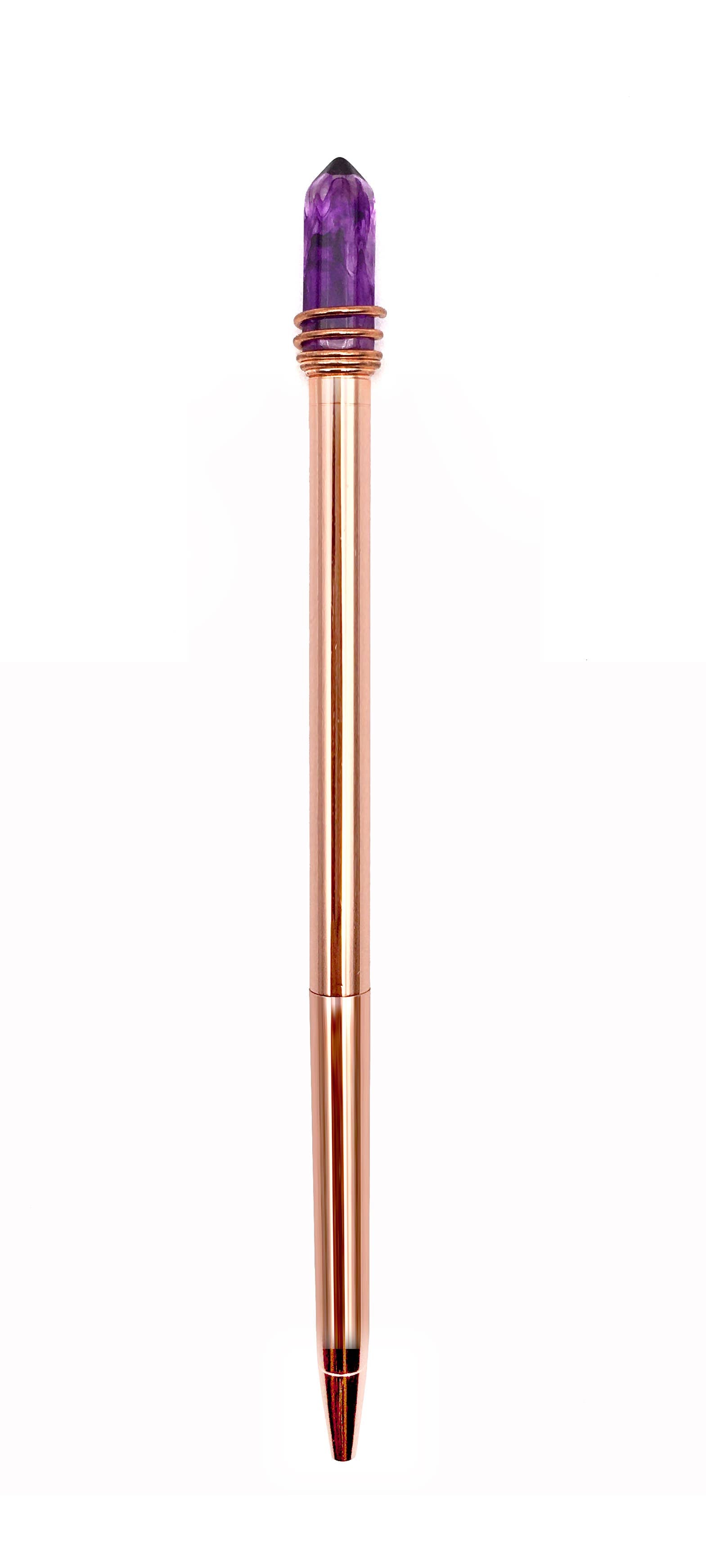 Amethyst Crystal Pen – Rose Gold