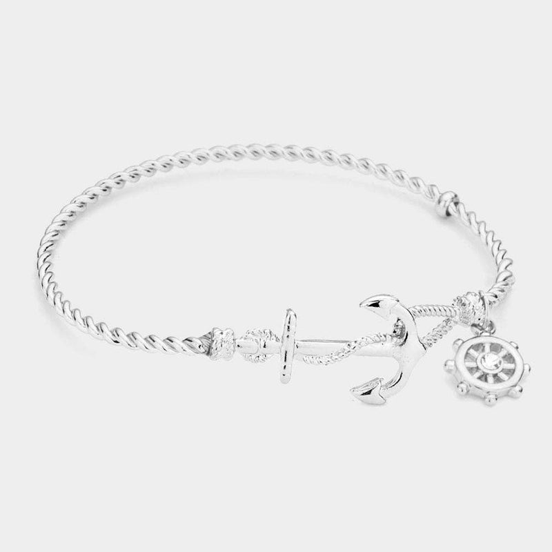 NAUTICAL ANCHOR HELM CHARM HOOK BRACELET-zoom-