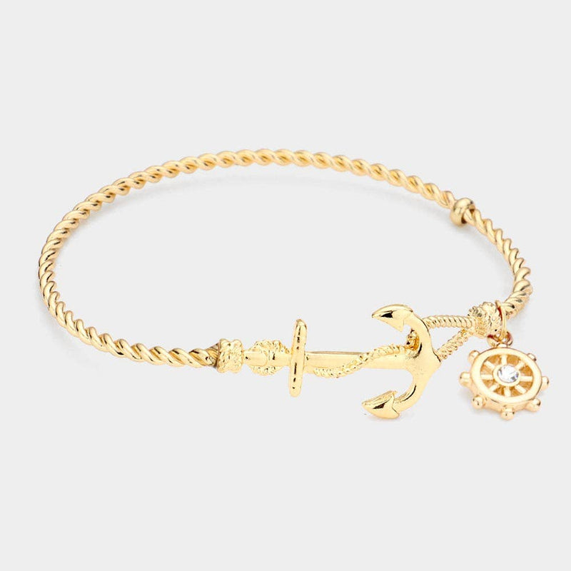 NAUTICAL ANCHOR HELM CHARM HOOK BRACELET-zoom-
