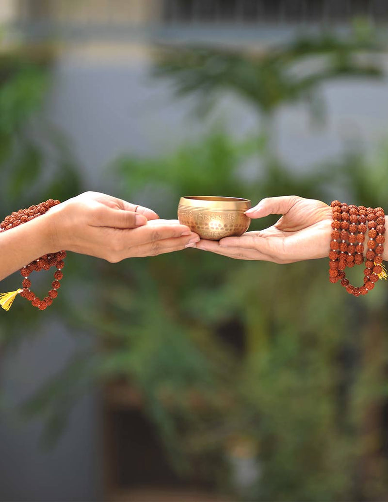 Plain Beaten Double Bajra Tibetan Singing Bowl-zoom-