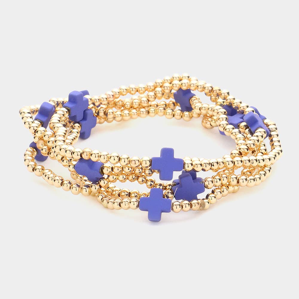 5PCS - Cross Pointed Metal Ball Beaded Multi Bracelets-zoom-6