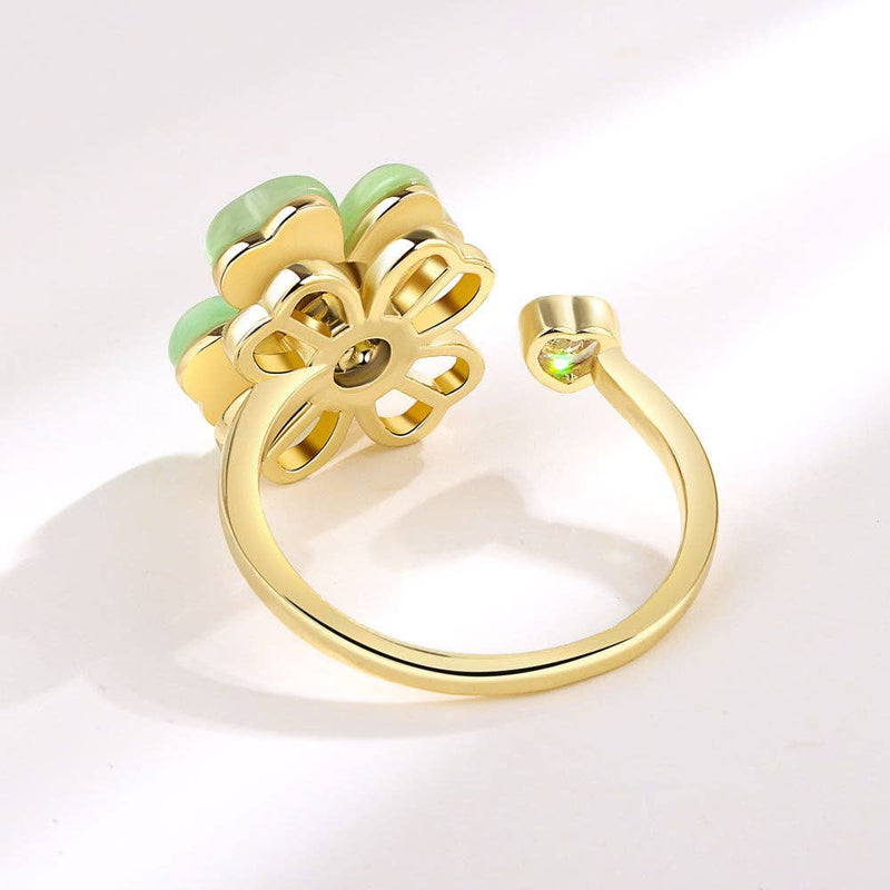 Four Leaf Clover Anxiety Fidget Spinner Ring in Solid Copper-zoom-