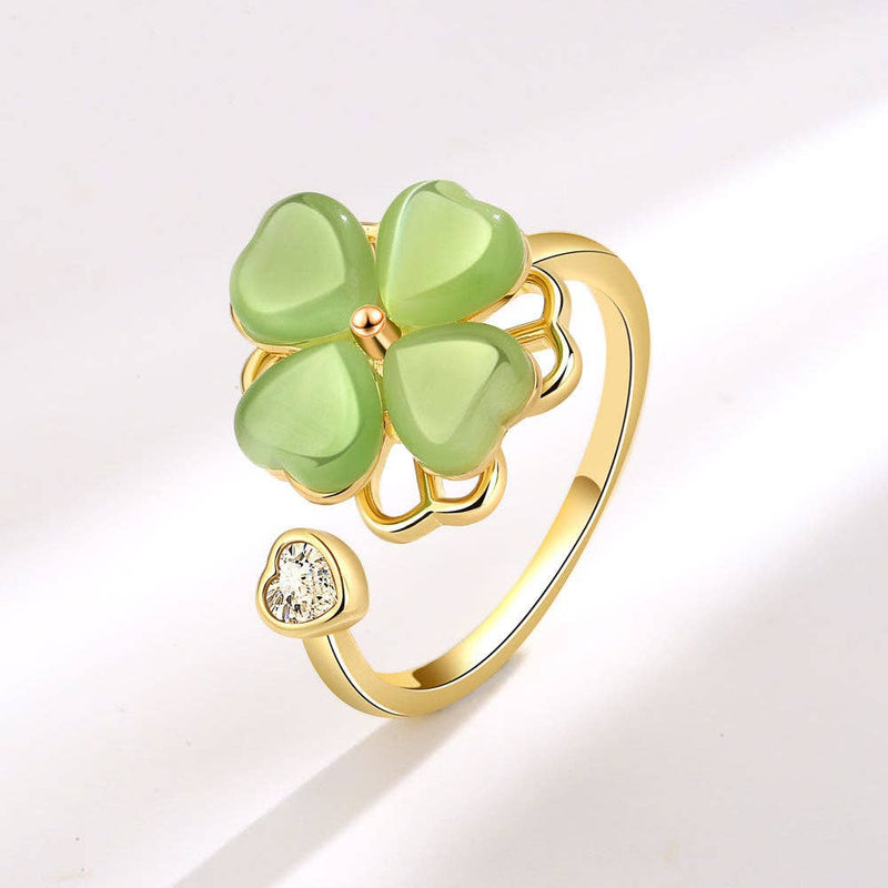 Four Leaf Clover Anxiety Fidget Spinner Ring in Solid Copper-zoom-