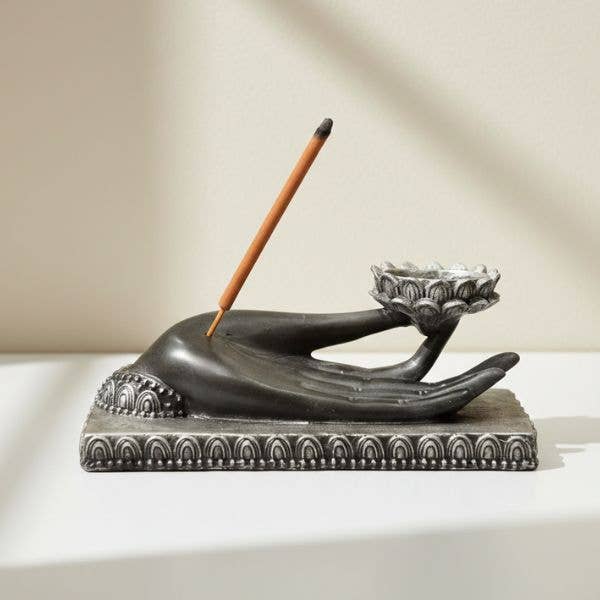 Resin Serenity Hand - Candle & Incense Holder-1