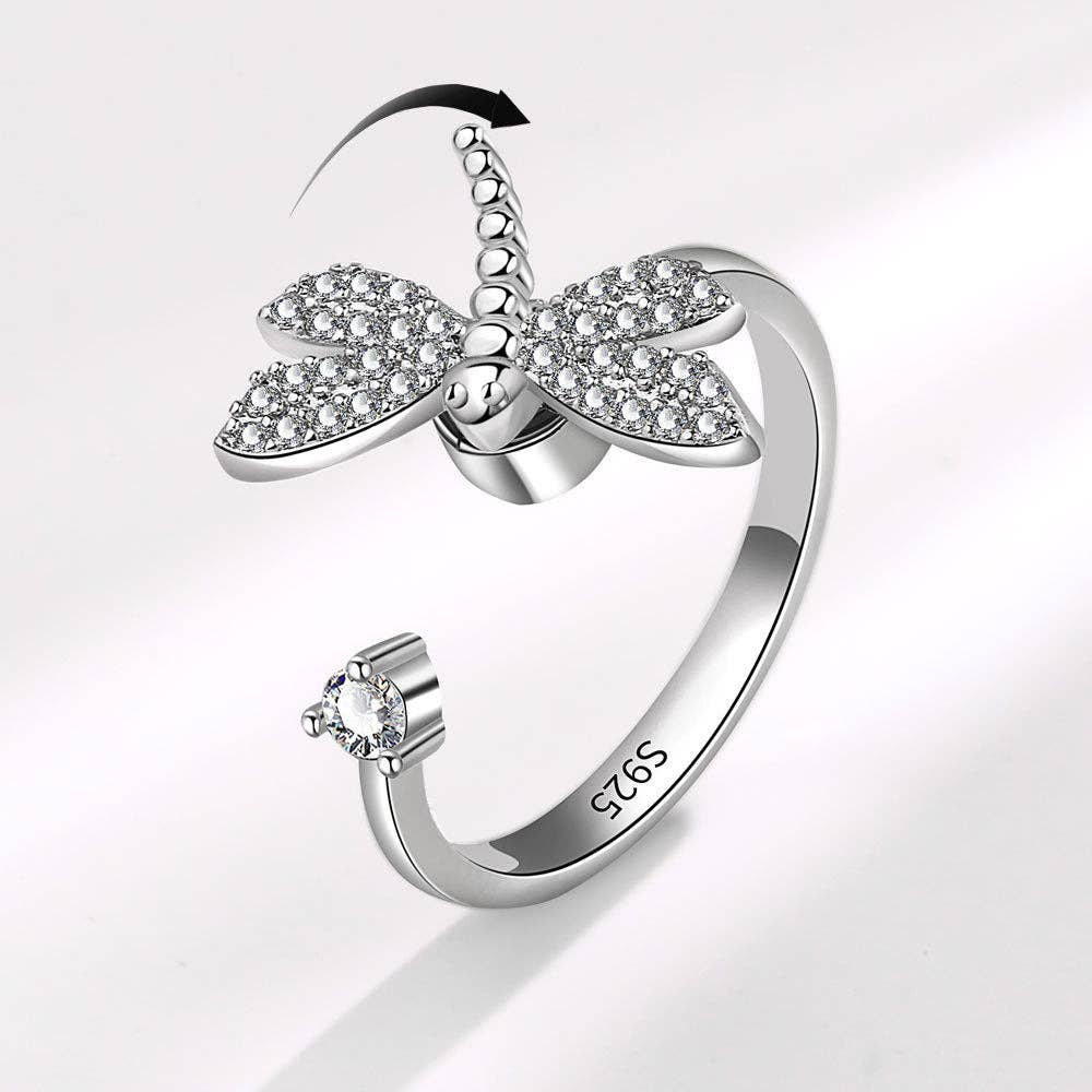 Dragonfly Anxiety Fidget Spinner Ring in Solid Copper-zoom-1