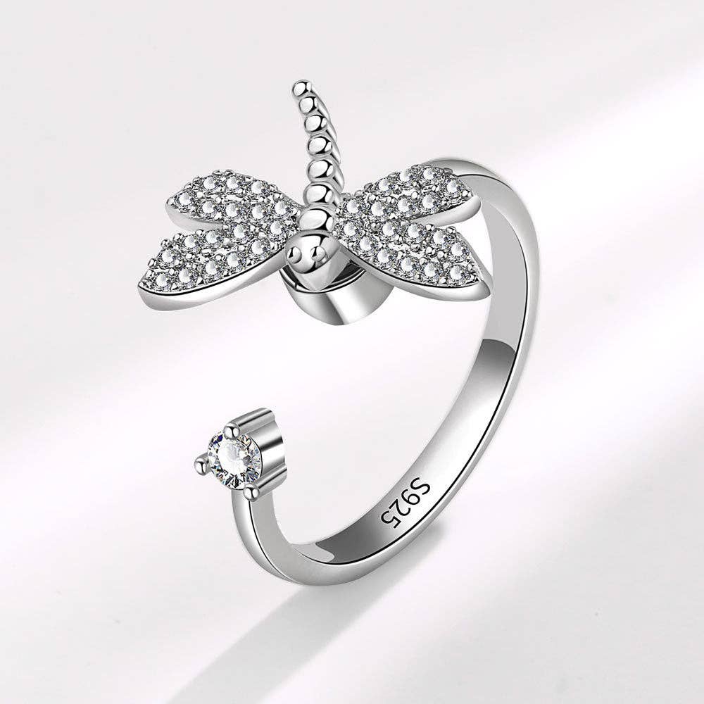Dragonfly Anxiety Fidget Spinner Ring in Solid Copper-zoom-3