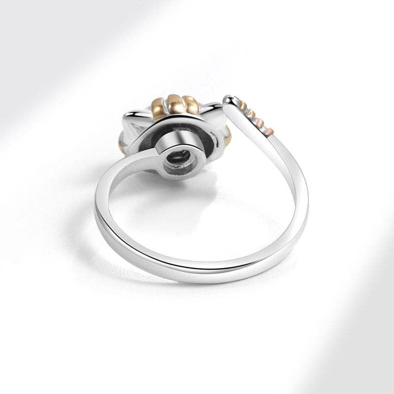 Dainty Cat Anxiety Fidget Spinner Band Ring in Solid Copper-zoom-4