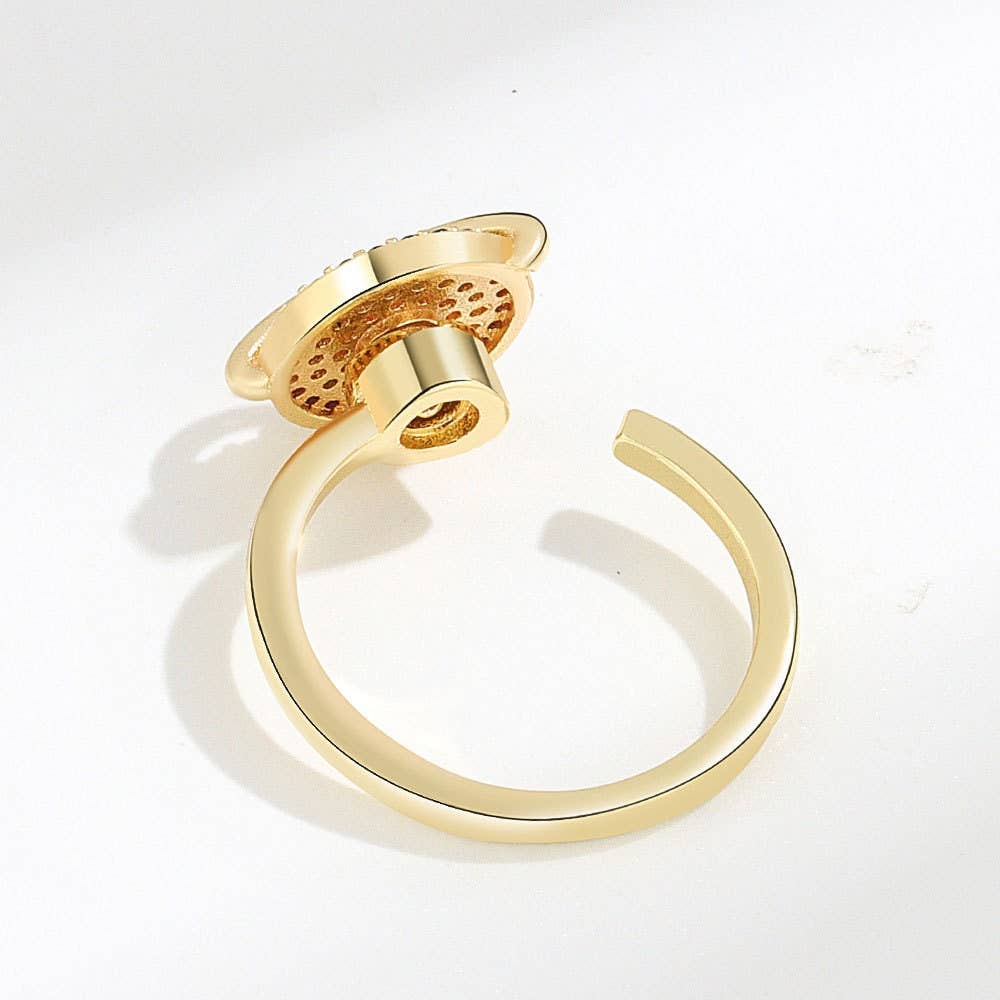 Planet Saturn Star Fidget Spinner Ring in Solid Copper-3
