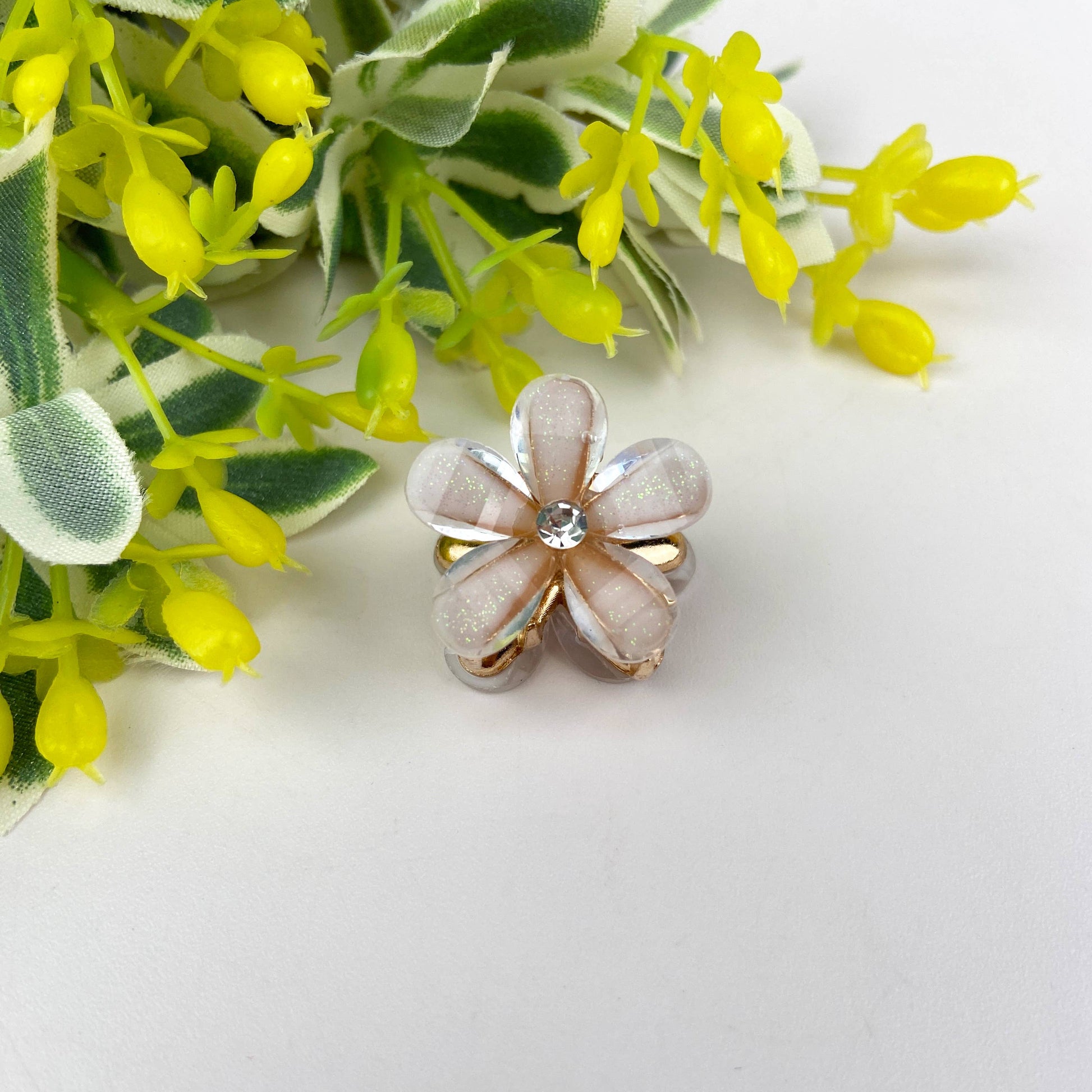 Metal flower small hair clips pearl rhinestone clip-6