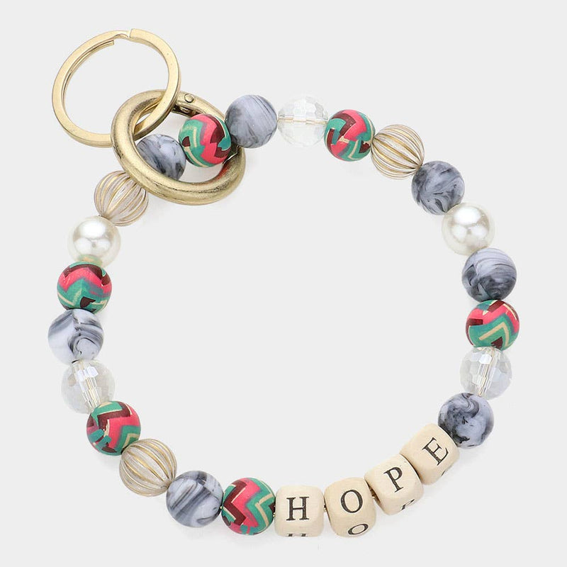 HOPE Message Accented Pearl Beaded Keychain / Bracelet-zoom-