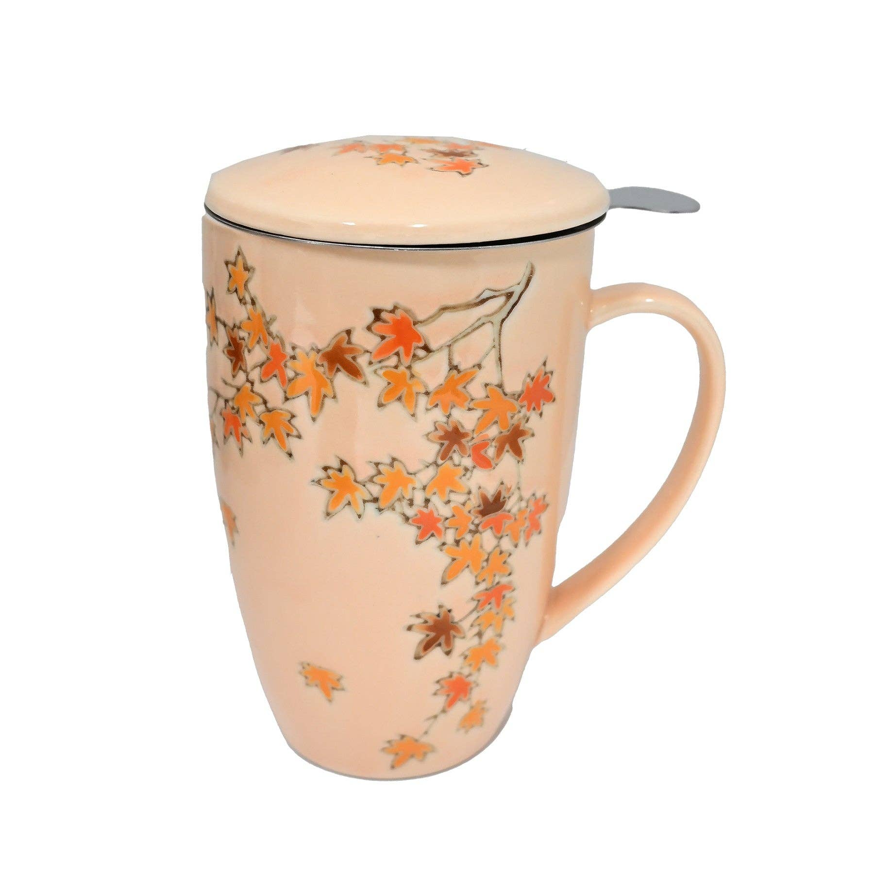 Momiji Maple Leaves Design 15oz Tea Mugs with Lid and Infuser for Loose Leaf Tea (4/32) (Copy)-zoom-1