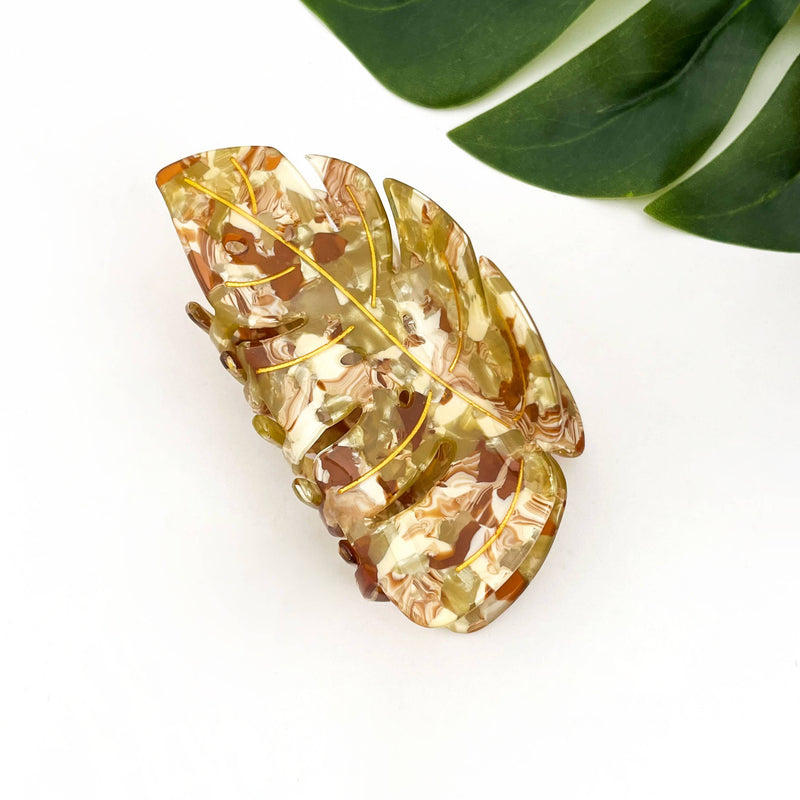 Tropical Monstera Leaf Hair Claw Clip-zoom-