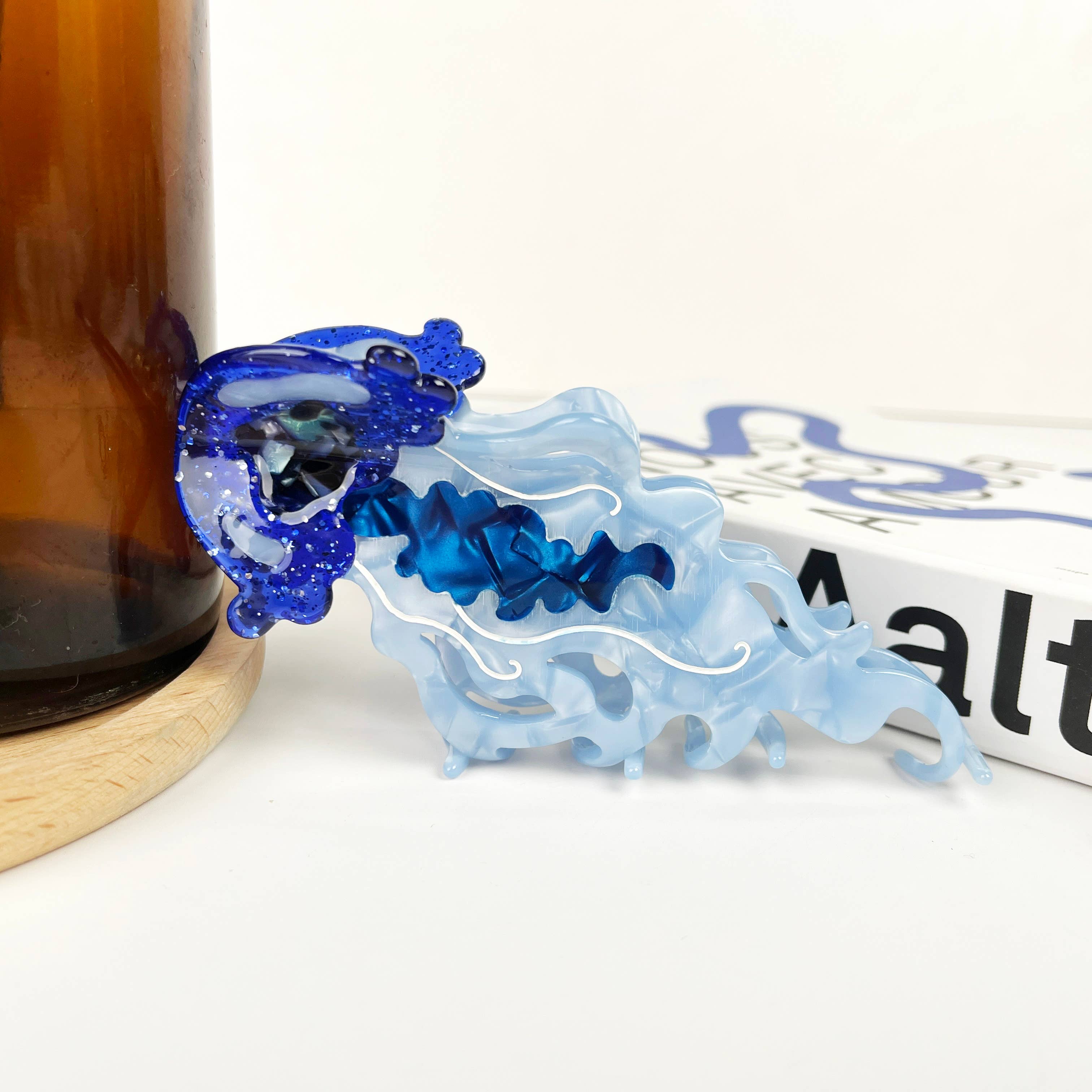 Jellyfish Claw Clip,Marine Life Hair Clips: White-zoom-3