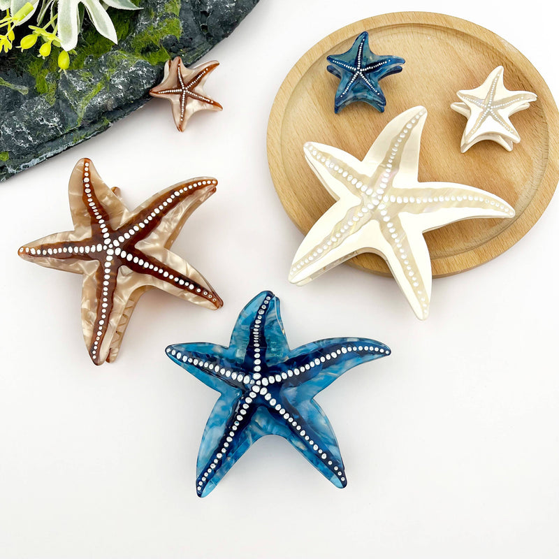 Starfish Hair Clip, Acetate Claw Clip-zoom-