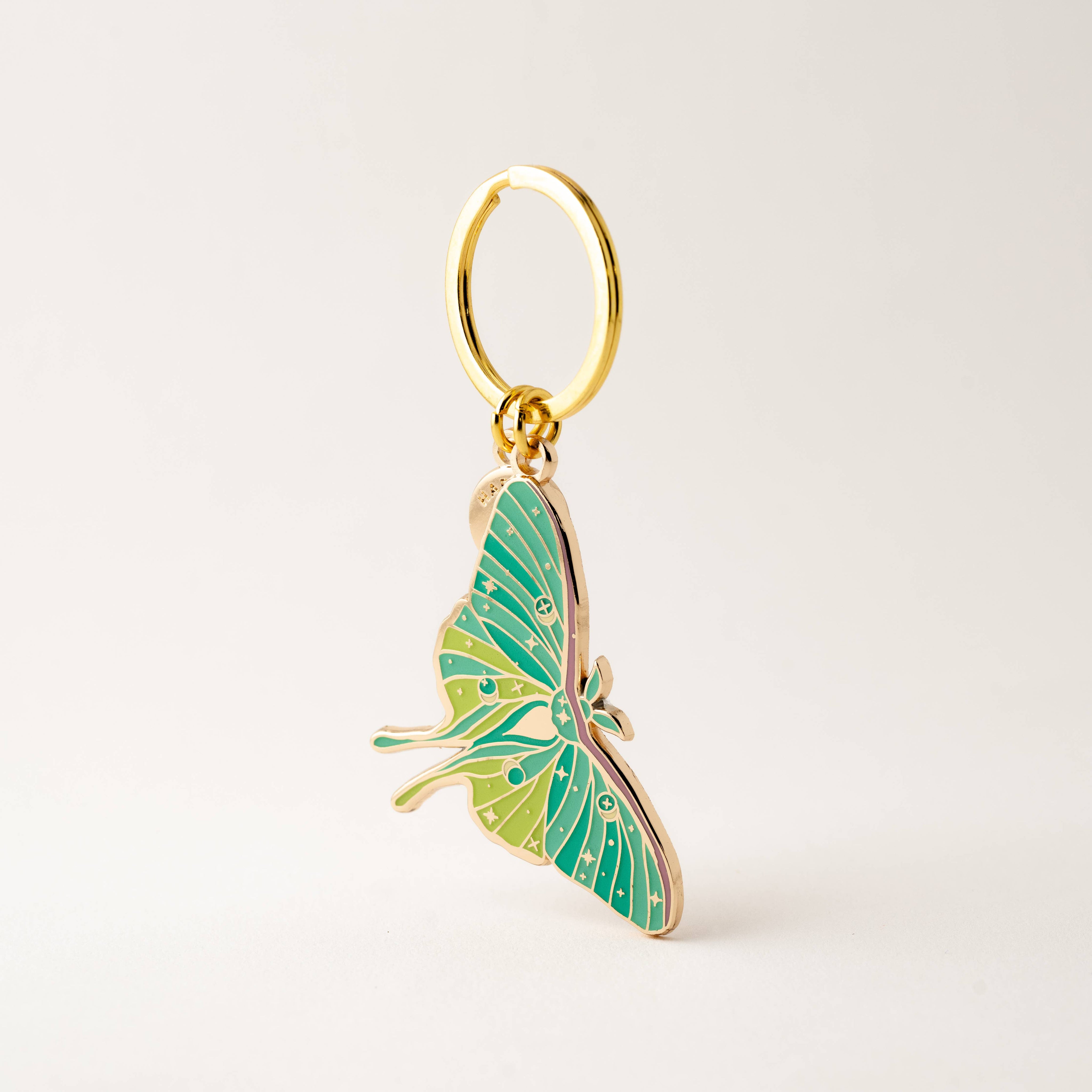 LUNA MOTH KEYCHAIN & BAG CHARM (GLOW-IN-THE-DARK)-zoom-1