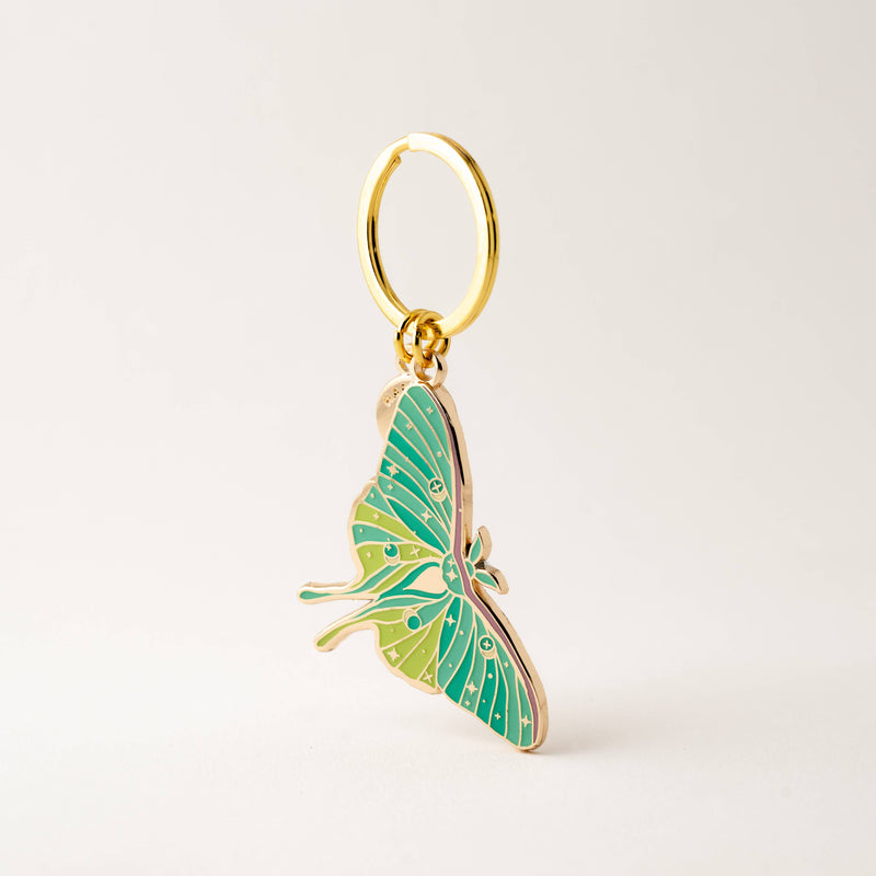 LUNA MOTH KEYCHAIN & BAG CHARM (GLOW-IN-THE-DARK)-zoom-