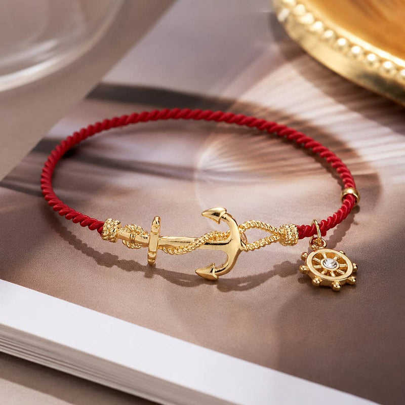 NAUTICAL ANCHOR HELM CHARM HOOK BRACELET-zoom-