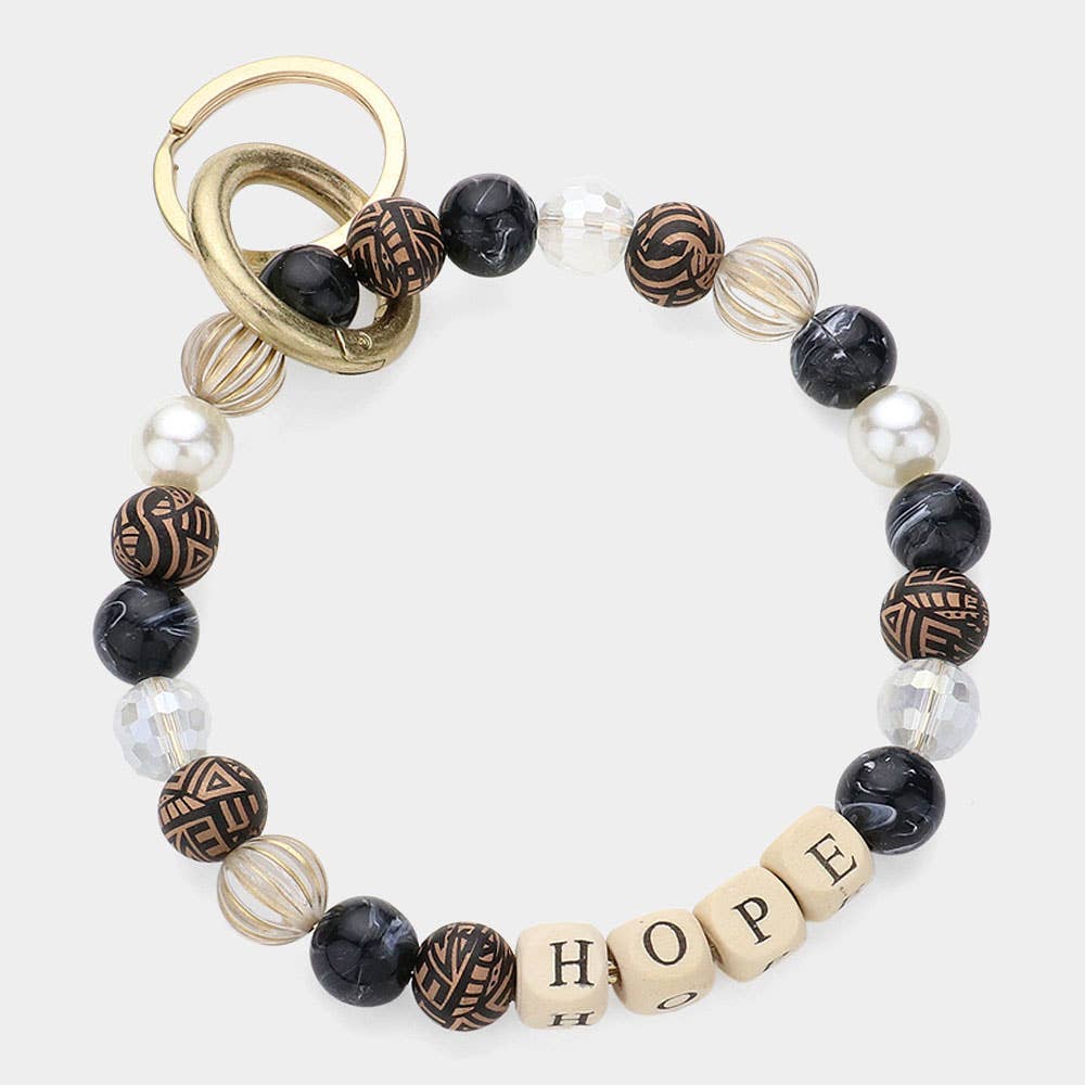 HOPE Message Accented Pearl Beaded Keychain / Bracelet-5