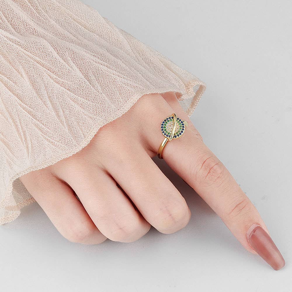 Planet Saturn Star Fidget Spinner Ring in Solid Copper-zoom-4