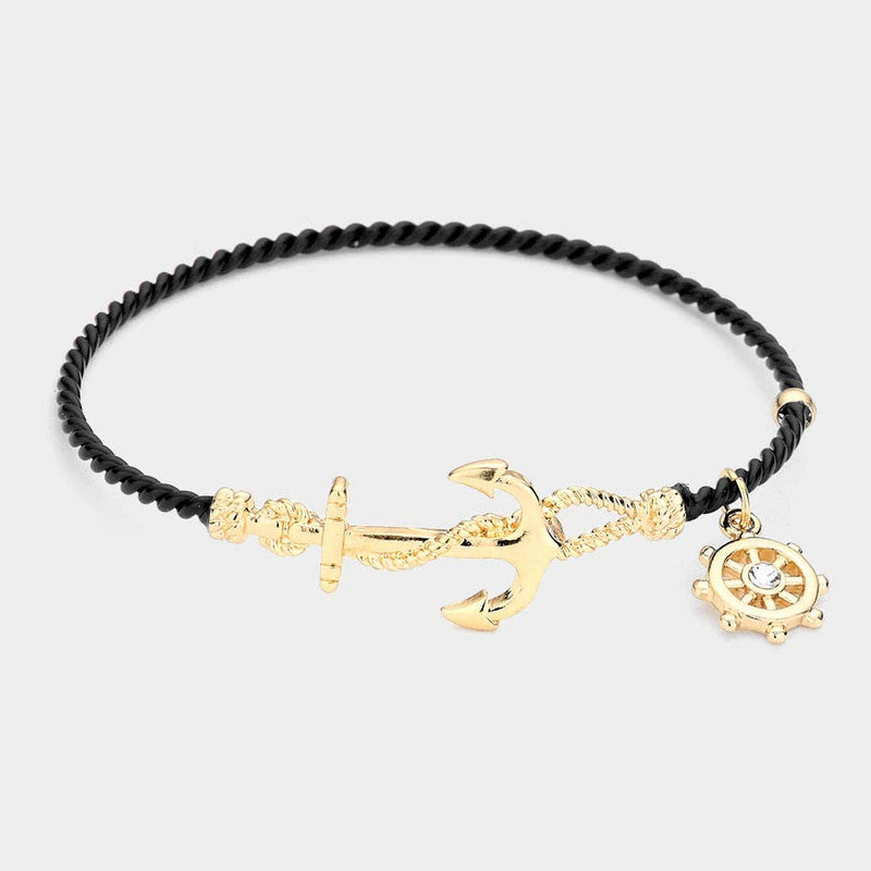 NAUTICAL ANCHOR HELM CHARM HOOK BRACELET-zoom-