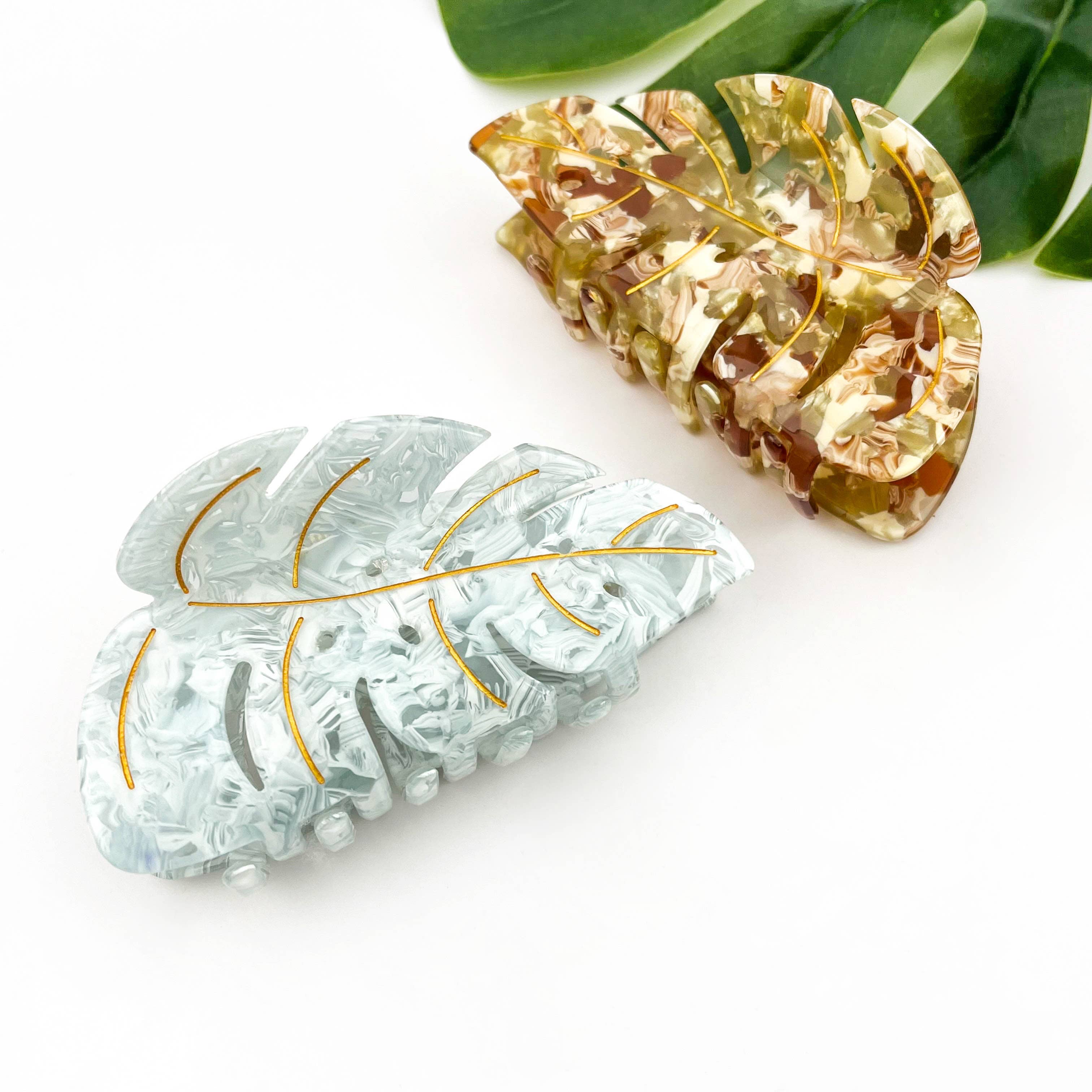 Tropical Monstera Leaf Hair Claw Clip-zoom-5