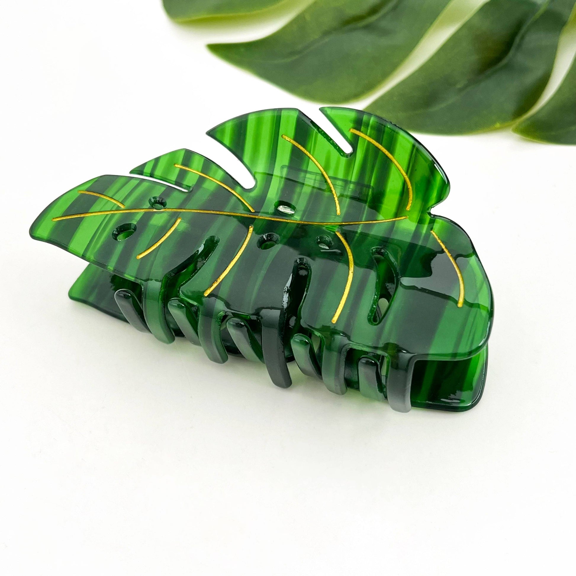 Tropical Monstera Leaf Hair Claw Clip-2
